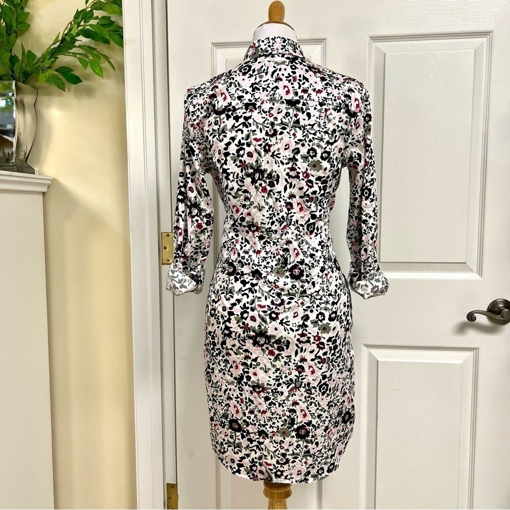 UNTUCKit Lisa Stretch Cotton floral Shirt Dress Size 4 Tie Waist Cocktail pocket - Picture 11 of 15